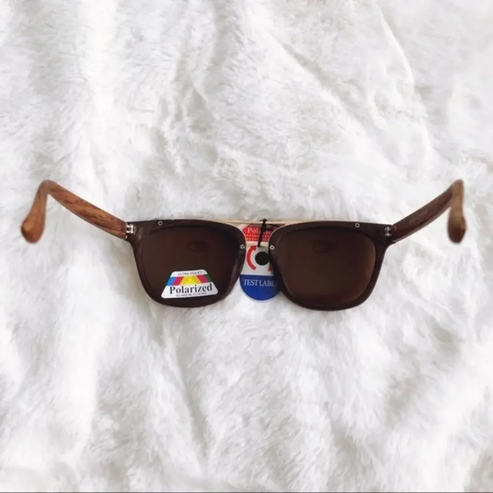 Ashe Dark Brown Wooden Polarized Sunglasses